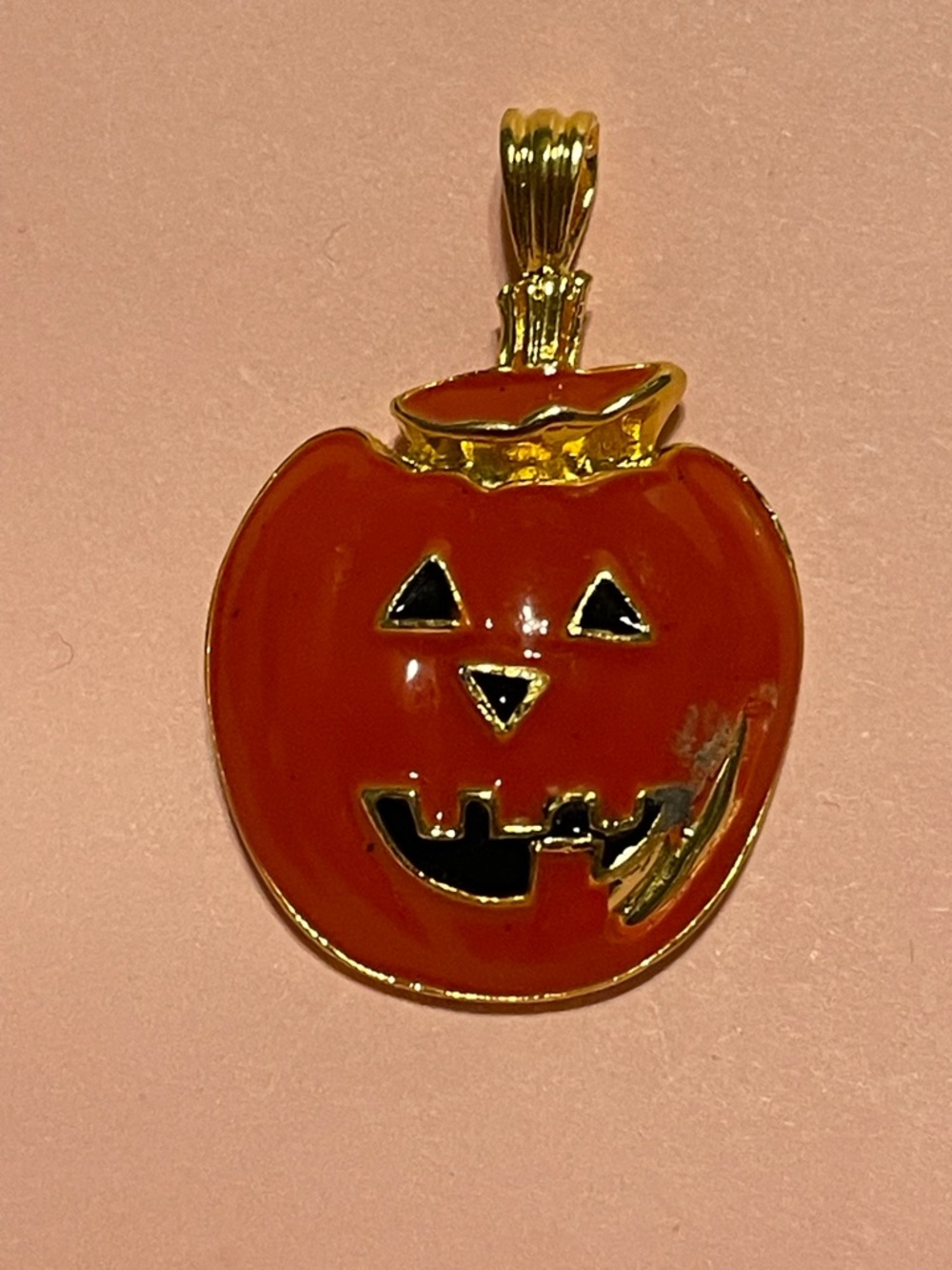Vintage 1995 Bergdorf Goodman Enamel Pumpkin Halloween Pendant #9901 ❤️‍🔥